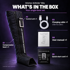 What is in the DrAcher AirStride Elite single-boot set: compression boot, control unit, USB-A to USB-C charging cable, user manual and quick-start card